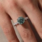 S925 Moissanite 3.0Ct Round Green Stone Wedding Set/Engagement Ring For Holiday Ring Gift