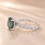S925 Moissanite 3.0Ct Round Green Stone Wedding Set/Engagement Ring For Holiday Ring Gift - Image 5