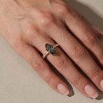 S925 White &Green Moissanite 3.0 Ct Marquise Cut Side Stone Yellow Gold Engagement Ring - Image 8