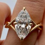 S925 Moissanite Twist 3.0Ct Marquise Cut Yellow Gold Engagement Ring