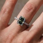 S925 Green Moissanite 3.5Ct Radiant Cut Yellow Gold & White Gold Engagement Ring For Women - Image 6
