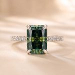 S925 Green Moissanite 3.5Ct Radiant Cut Yellow Gold & White Gold Engagement Ring For Women - Image 9
