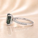 S925 Green Moissanite 3.5Ct Radiant Cut Yellow Gold & White Gold Engagement Ring For Women - Image 10