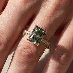 S925 Green Moissanite 3.5Ct Radiant Cut Yellow Gold & White Gold Engagement Ring For Women