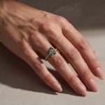 S925 Green Moissanite 3.5Ct Radiant Cut Yellow Gold & White Gold Engagement Ring For Women - Image 3