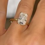 S925 Moissanite 3.5Ct Radiant Cut Hidden Halo Engagement Ring 18K Yellow Gold Plated Promise Wedding Ring For Women