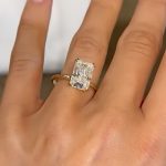 S925 Moissanite 3.5Ct Radiant Cut Hidden Halo Engagement Ring 18K Yellow Gold Plated Promise Wedding Ring For Women - Image 2