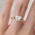 S925 Moissanite Split Shank 2.0Ct Heart Cut Yellow Gold Engagement Ring