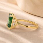 S925 Gorgeous Paraiba Tourmaline Radiant Cut&Emerald Cut Three Stone Engagement Ring - Image 5