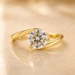 S925 Moissanite 1.2Ct Round Cut Solitaire Engagement Ring 18K Yellow Gold in Sterling Silver - Image 3