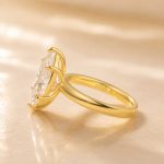 S925 Moissanite Solitaire 3.0Ct Marquise Cut Yellow Gold Engagement Ring - Image 5