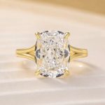 S925 Split Shank 5.5Ct Cushion Cut Hidden Halo Engagement Ring in Sterling Silver - Image 3