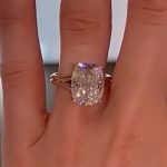 S925 Split Shank 5.5Ct Cushion Cut Hidden Halo Engagement Ring in Sterling Silver