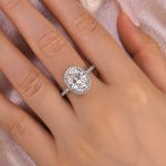 S925 Maxine Moissanite Halo 4.5 Carat Oval Cut Engagement Ring