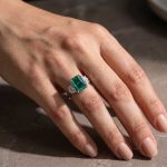 S925 Gorgeous Paraiba Tourmaline Radiant Cut&Emerald Cut Three Stone Engagement Ring - Image 8