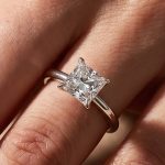 S925 Classic Square Princess Cut Engagement Ring for Women In Sterling Silver