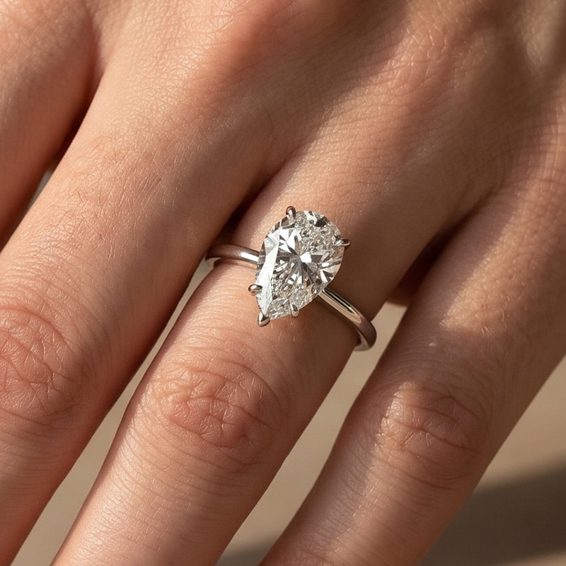 ER402PM-4 S925 Maxine Moissanite 2.5~4.0Ct Pear Cut Engagement Ring For Women - Image 1