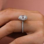 S925 Luxurious Halo Cushion Cut Sona Simulated Diamond Engagement Ring In Sterling Silver - Image 2