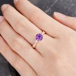 S925 Rose Gold Twist Round Cut Amethyst Purple Promise Ring For Her - Image 2