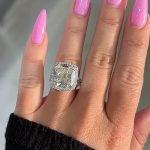 S925 Luxurious Split Shank Halo Cushion Cut Engagement Ring For Women In Sterling Silver