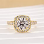S925 Stunning Halo Round Cut Simulated Diamond Engagement Ring In Sterling Silver - Image 10