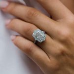 S925 Gorgeous Halo Radiant Cut Simulated Diamond Engagement Ring In Sterling Silver