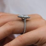 S925 Gorgeous Halo Radiant Cut Simulated Diamond Engagement Ring In Sterling Silver - Image 3