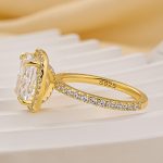 S925 Luxurious Halo Cushion Cut Sona Simulated Diamond Engagement Ring In Sterling Silver - Image 9