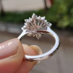 S925 Cyan Blue Moissanite Snowflake Design 2.0 Carat Halo Round Cut Engagement Ring - Image 6