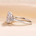 S925 Exquisite White Gold Cushion Cut Three Stone Engagement Ring In Sterling Silver - Image 5