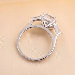 S925 Exquisite White Gold Cushion Cut Three Stone Engagement Ring In Sterling Silver - Image 6