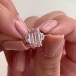 S925 Gorgeous Emerald Cut Morganite Pink Three Stone Engagement Ring In Sterling Silver - Image 3