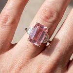 S925 Gorgeous Emerald Cut Morganite Pink Three Stone Engagement Ring In Sterling Silver