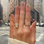 S925 Unique Yellow Gold Emerald Cut Bezel Engagement Ring In Sterling Silver - Image 3