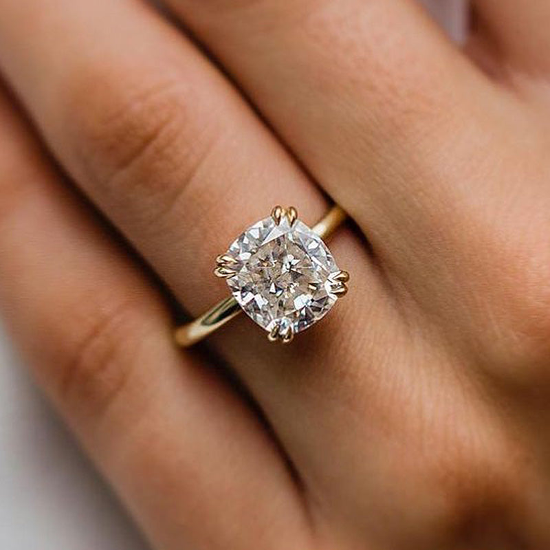 ER936YS-2 S925 Maxine Stunning Cushion Cut Engagement Ring In Sterling Silver - Image 1