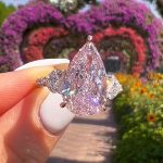 S925 Gorgeous Pear Cut Pink &Yellow Sapphire Three Stone Engagement Ring