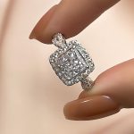 S925 Maxine Noble Halo Princess Cut Engagement Ring
