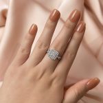S925 Maxine Noble Halo Princess Cut Engagement Ring - Image 4