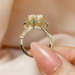 S925 Moissanite Yellow Gold 2.0 Carat Round Cut Vintage Engagement Ring - Image 5