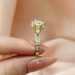 S925 Moissanite Yellow Gold 2.0 Carat Round Cut Vintage Engagement Ring - Image 6