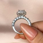 S925 Maxine Classic Halo Pear Cut Engagement Ring In Sterling Silver - Image 3