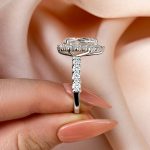 S925 Maxine Classic Halo Pear Cut Engagement Ring In Sterling Silver - Image 2