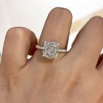 S925 Exclusive Cushion Cut Women's Engagement Ring In Sterling Silver