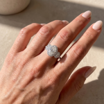 S925 2.5Ct Halo Oval Cut Three Stone Engagement Ring Travel Ring In Sterling Silver - Image 2