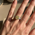 S925 Stunning Two-Tone Cushion Cut Yellow Sapphire Engagement Ring - Image 2