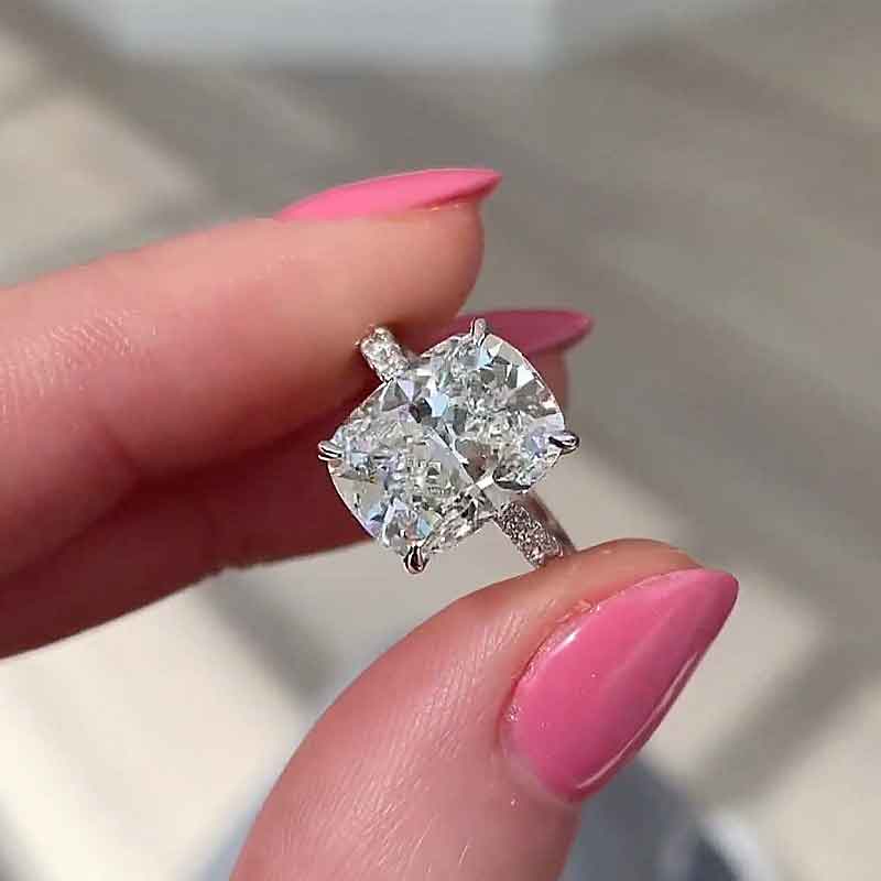 er1167-3 S925 Bright Crushed Ice Cushion Cut Engagement Ring For Women In Sterling Silver - Image 1