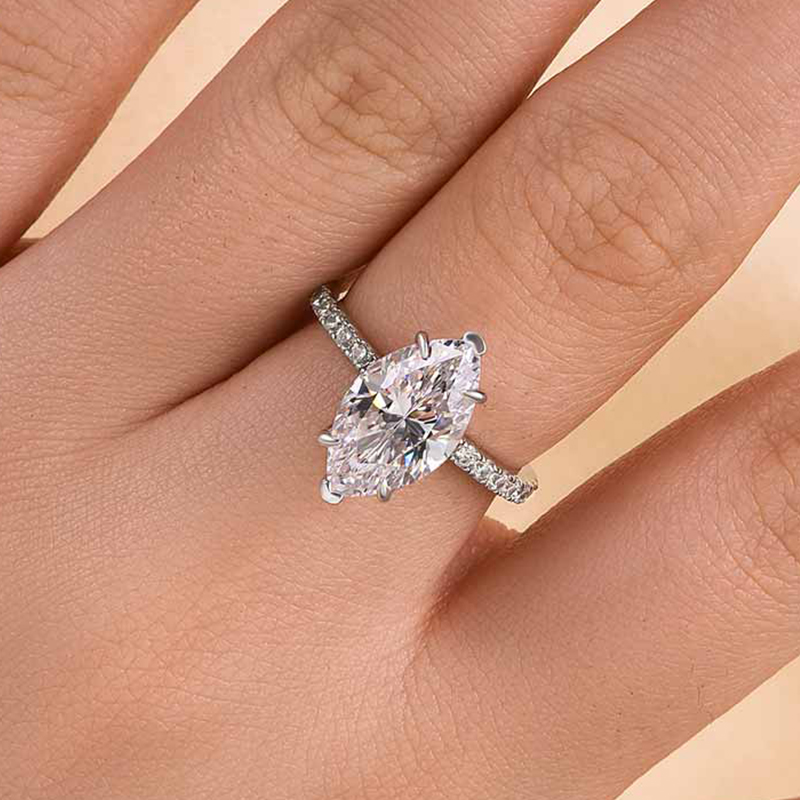 f9ef9175e1b8465f836e7d3e6d39b9c1 S925 4.0Ct Marquise Cut Half Eternity Engagement Ring In Sterling Silver - Image 1