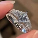 S925 Exquisite Vintage Square Princess Cut Engagement Ring for Women