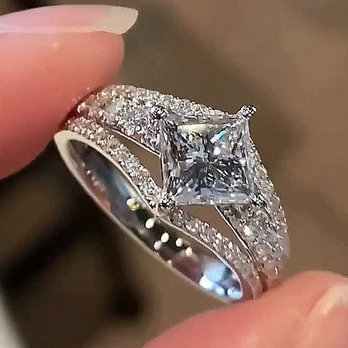 imageName1693278003927 S925 Exquisite Vintage Square Princess Cut Engagement Ring for Women - Image 1